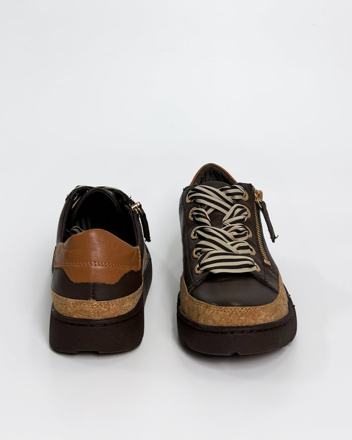 Chocolate Zip Women's Leather Sneaker | Gretel Lane