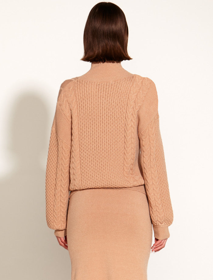 Treasure Turtleneck Cable Knit (Tan)