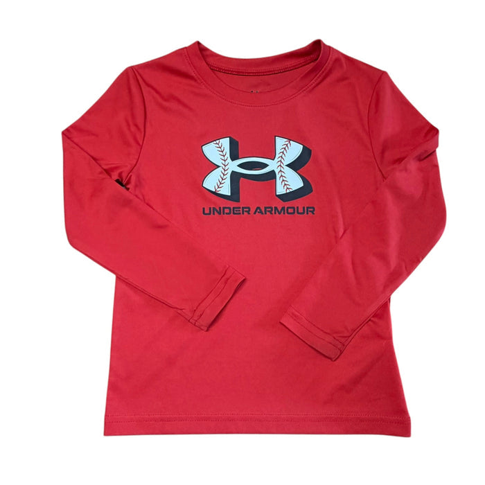 Under Armour | Red Baseball Logo Long Sleeve Shirt | 4T