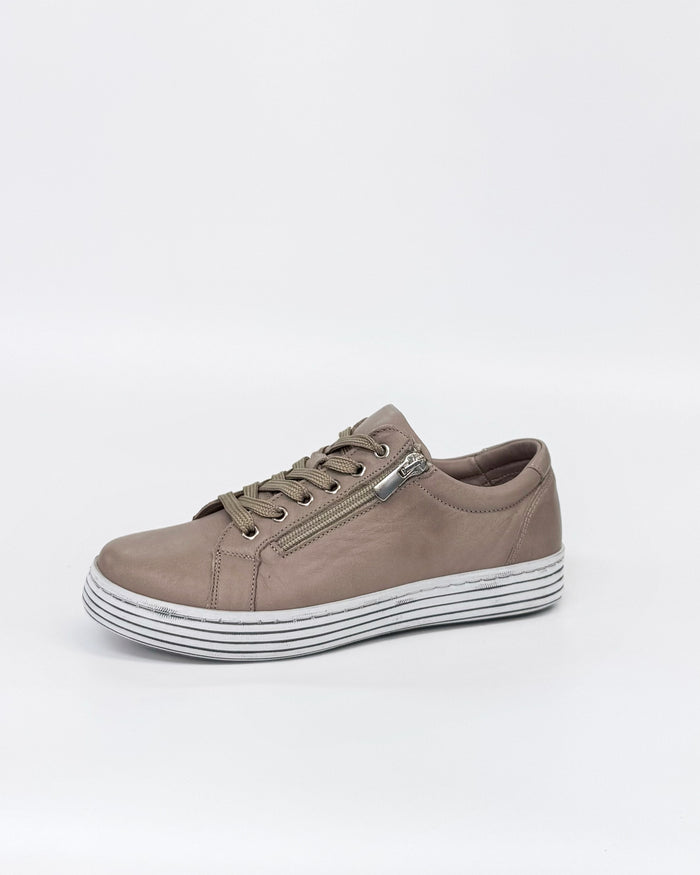Cabello Unity Leather Zip Sneaker Dark Stone | Women's Sneakers | Gretel Lane