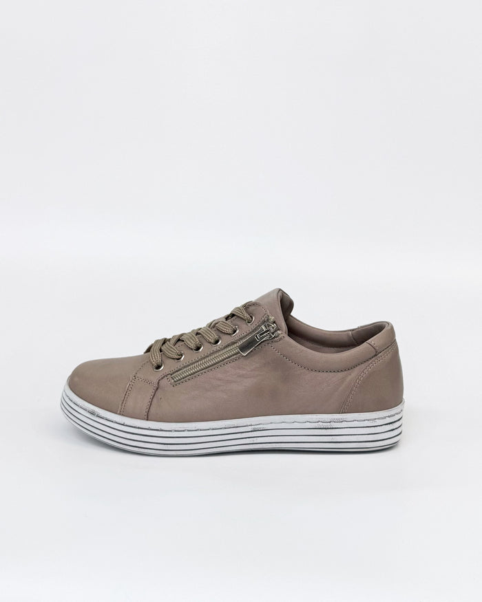 Cabello Unity Leather Zip Sneaker Dark Stone | Women's Sneakers | Gretel Lane
