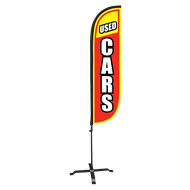 Used Cars Feather Flag Red & Yellow
