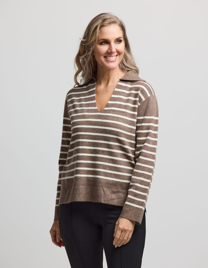 Women's Oat/Milk striped knit jumper