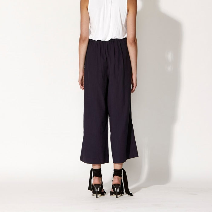 High Waisted Wide Leg Pants Marine Navy