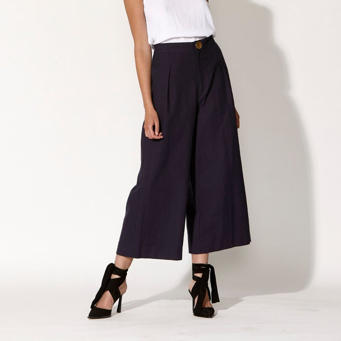 Women's Cropped Wide Leg Pants Marine Navy
