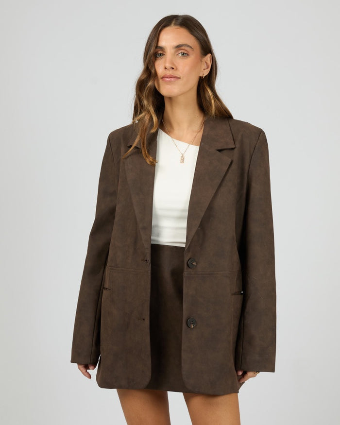 All About Eve Vanner Vegan Leather Blazer Coffee | Women's Clothing | Gretel Lane