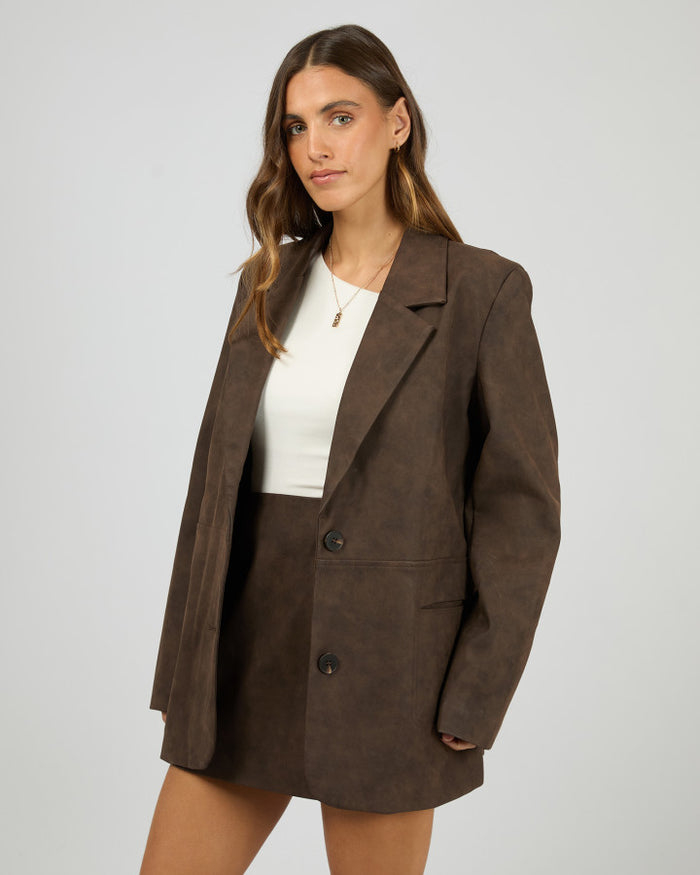 All About Eve Vanner Vegan Leather Blazer Coffee | Women's Clothing | Gretel Lane