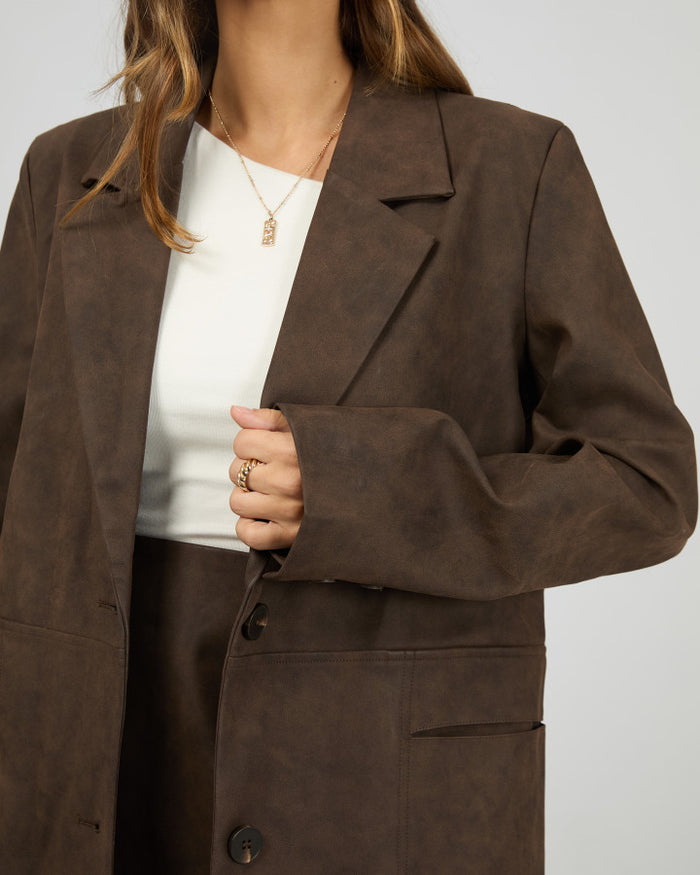 All About Eve Vanner Vegan Leather Blazer Coffee | Women's Clothing | Gretel Lane