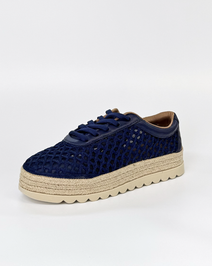 Valerio Conti VC396205 Women's Woven Flatform Sneaker Navy | Women's Footwear | Gretel Lane