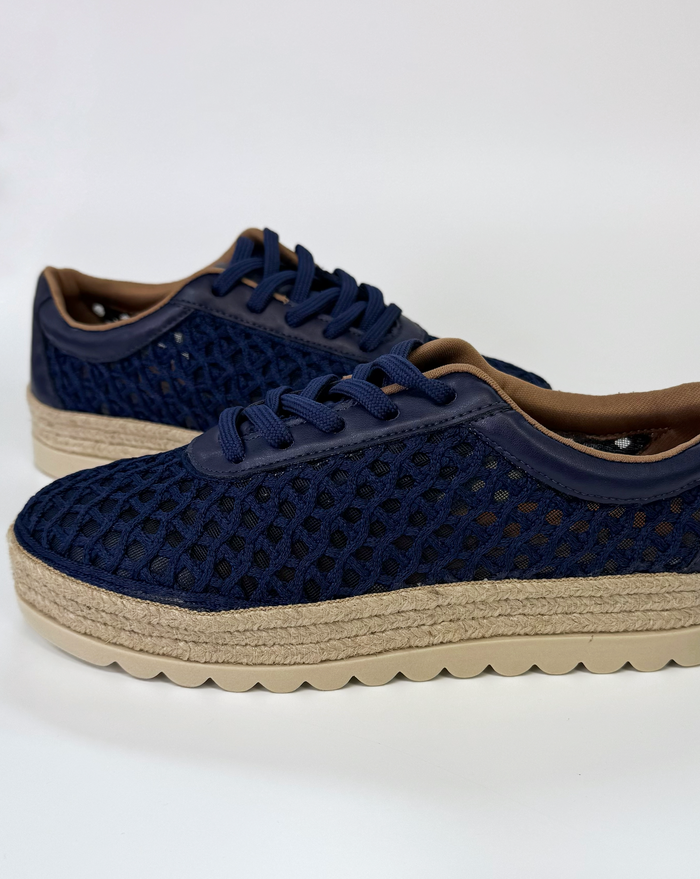Valerio Conti VC396205 Women's Woven Flatform Sneaker Navy | Women's Footwear | Gretel Lane