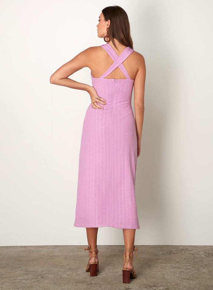 women’s midi dress in soft Violet | Esmaee
