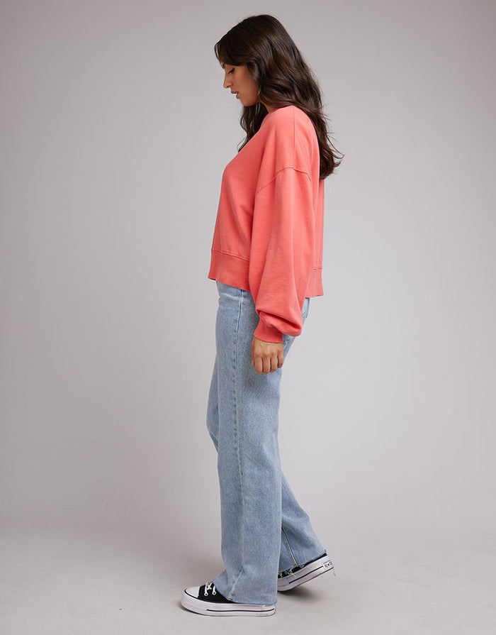 oversized crew neck sweater in Peach