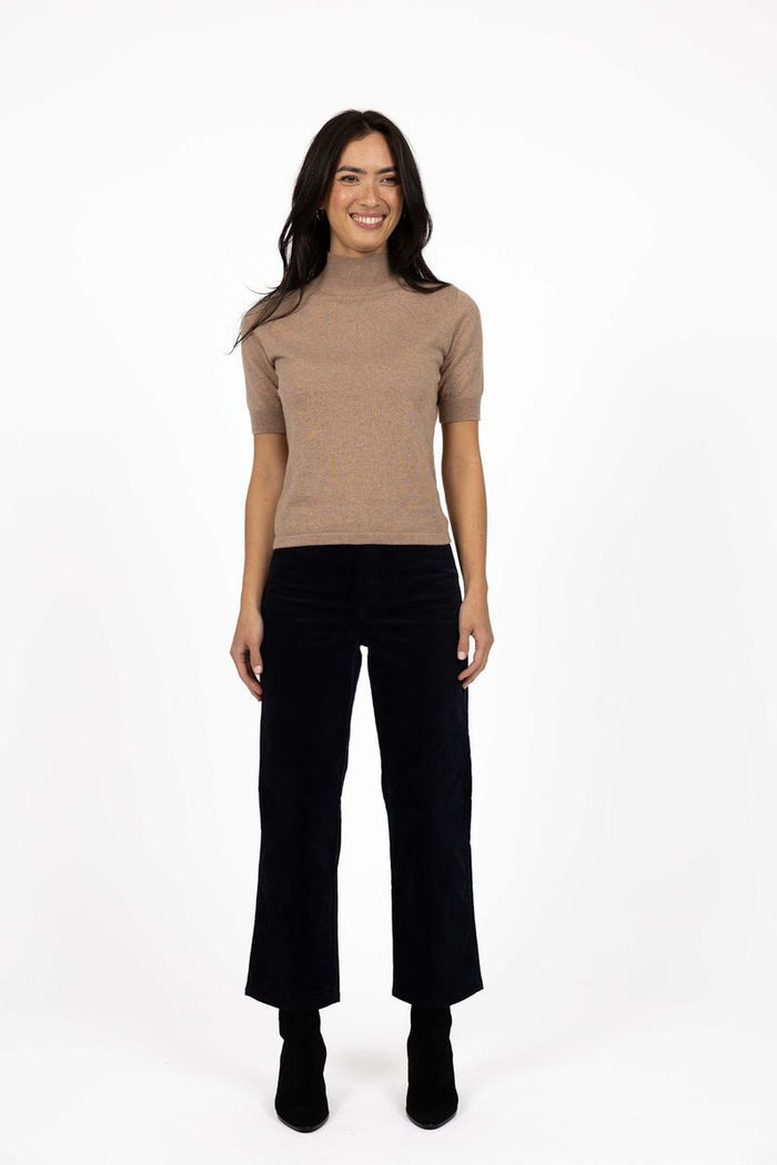 Humidity Women's Beige Vera Knit short Sleeve Top | Gretel Lane