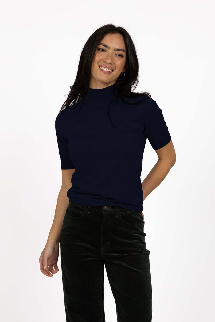 Humidity Women's Navy Knit Vera Top | Gretel Lane
