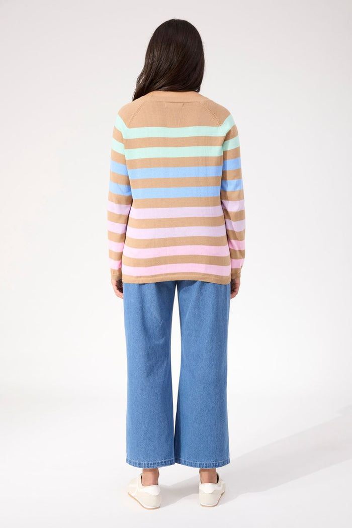 Haven Women's Pastel and Tan Stripe Vermont Knit Jumper | Gretel Lane