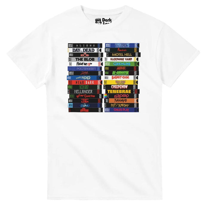 VHS 80s Horror Movie Stacks T-Shirt