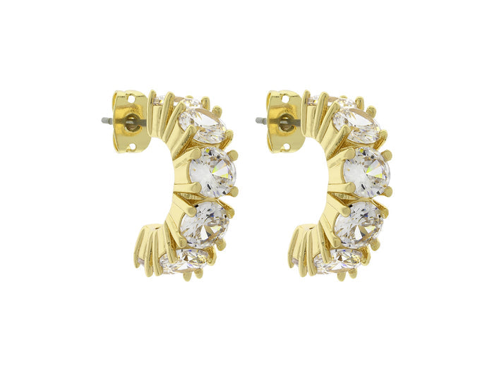 Liberte Vittoria Women's Crystal Half Hoop Earring CZ Gold | Women's Jewellery | Gretel Lane