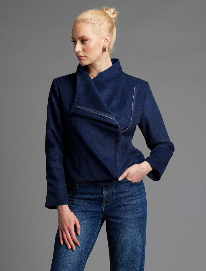 Fate + Becker Viva Forever Biker Jacket in Navy