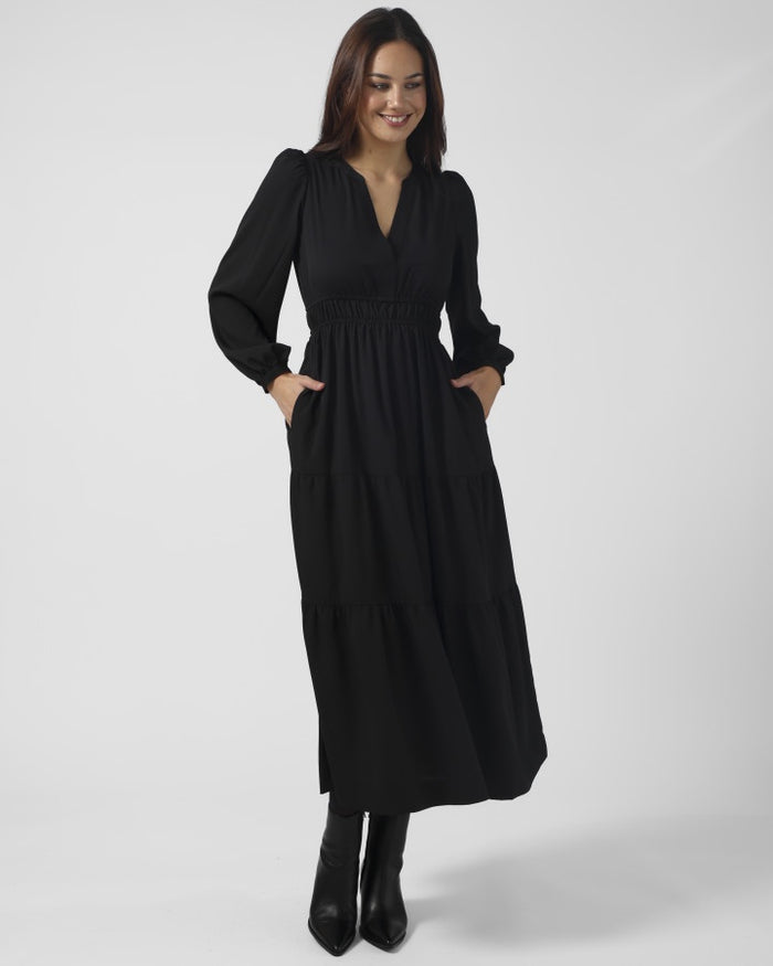 Vivienne Long Sleeve Maxi Dress Black | Stella + Gemma