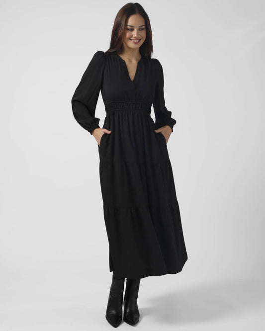 Vivienne Long Sleeve Maxi Dress Black | Stella + Gemma