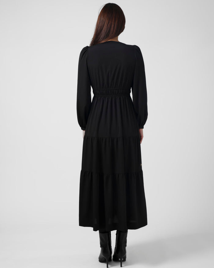 long sleeves women’s maxi dress in classic black