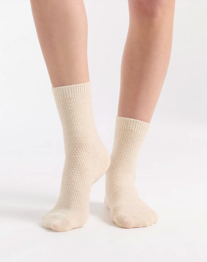 Ambra Waffle Wool Blend Crew Sock - 2 Pair Pack with Bone & Fern | Women's Socks | Gretel Lane