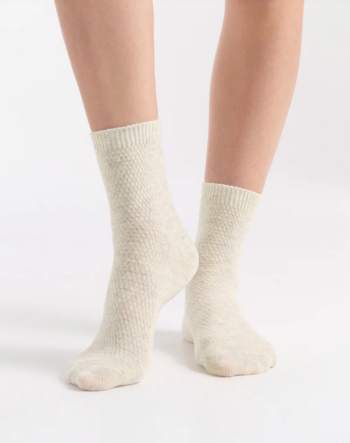 Ambra Waffle Wool Blend Crew Sock - 2 Pair Pack with Cream & Coffee | Women's Socks | Gretel Lane