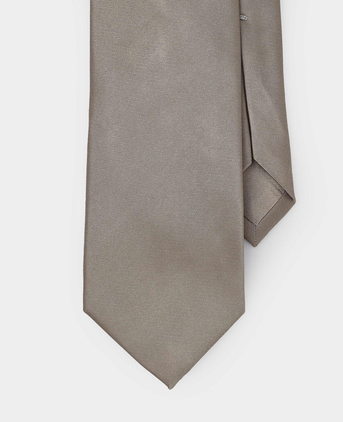 Men's Warm Grey Seven Fold Silk Tie