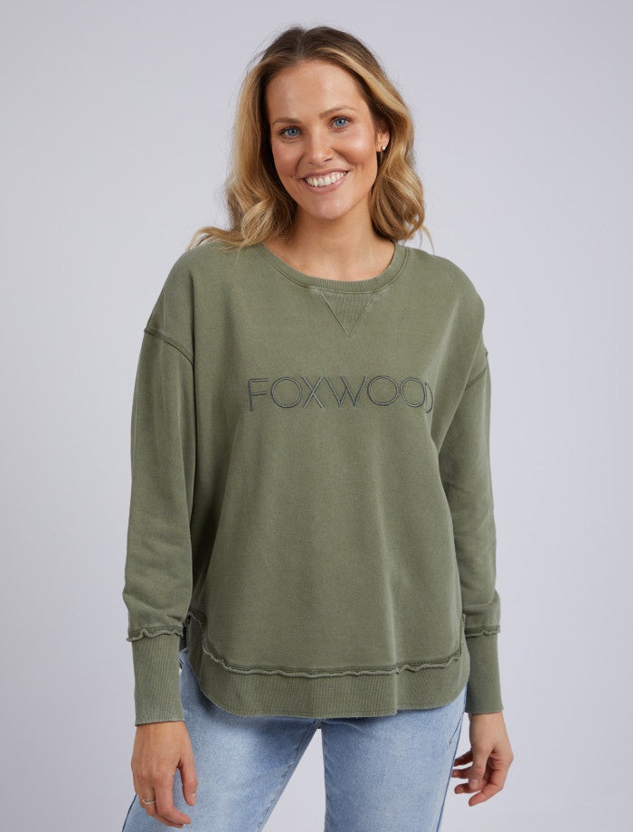 Foxwood Washed Simplified Crew in khaki