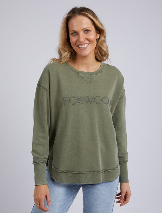 Foxwood Washed Simplified Crew in khaki