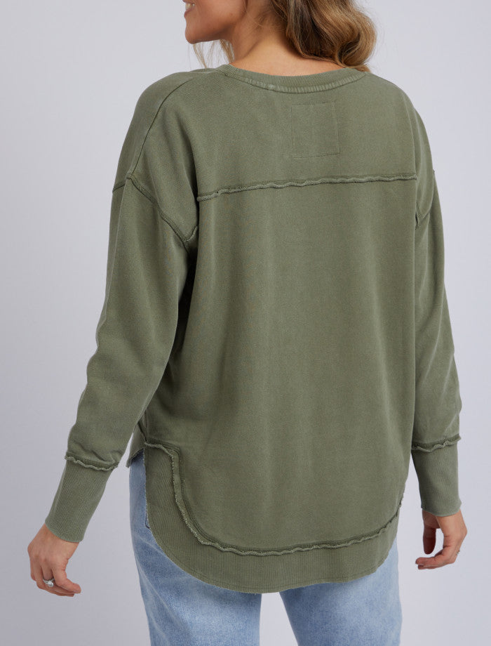Foxwood khaki crew cotton sweater