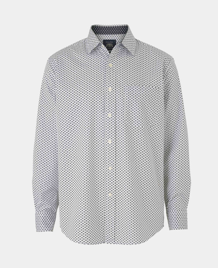 Men's White Cotton Classic Fit Printed Casual Shirt mannequin