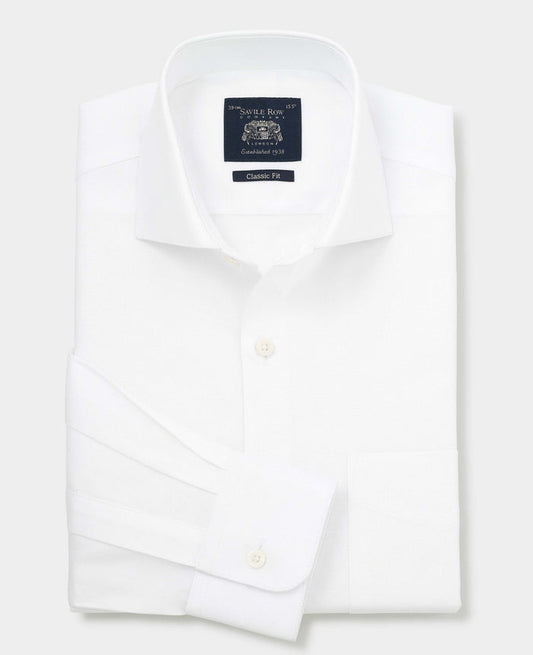 Men's White Cotton Dobby Classic Fit Formal Shirt With Single Cuffs folded shot