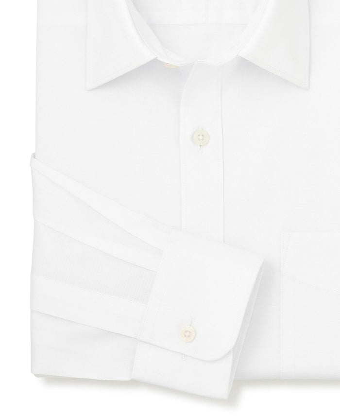 Men's White Cotton Dobby Slim Fit Formal Shirt With Double Cuffs sleeve detail