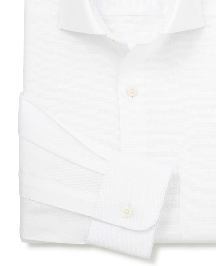 Men's White Cotton Dobby Classic Fit Formal Shirt With Single Cuffs sleeve detail