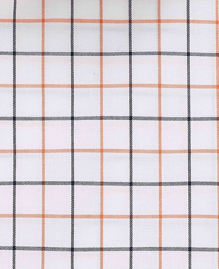Men's White Cotton Poplin Slim Fit Check Formal Shirt With Single Cuff fabric detail