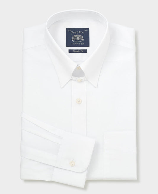 Men's White Cotton Poplin Tab Collar Classic Fit Formal Shirt With Single Cuffs folded shot