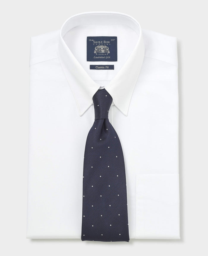 Men's White Cotton Poplin Tab Collar Classic Fit Formal Shirt With Single Cuffs folded shot