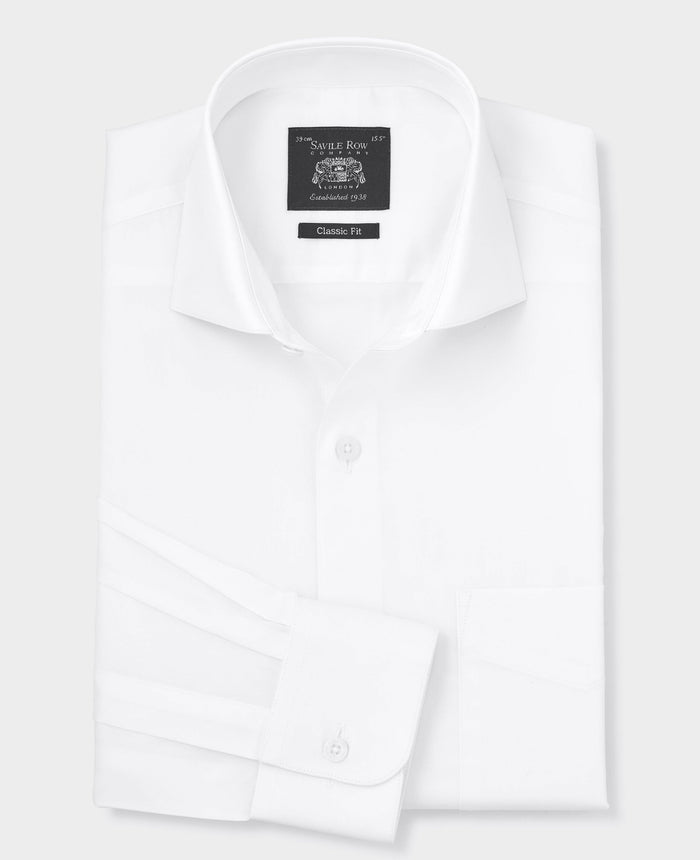 Men's White Cotton Twill Classic Fit Formal Shirt With Single Cuffs folded shot