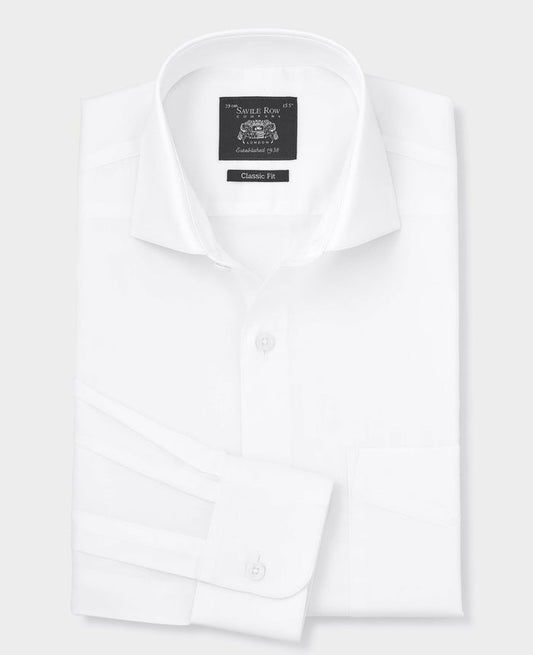 Men's White Cotton Twill Classic Fit Formal Shirt With Single Cuffs folded shot