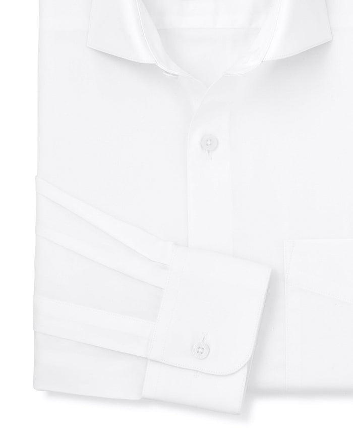 Men's White Cotton Twill Classic Fit Formal Shirt With Single Cuffs sleeve detail