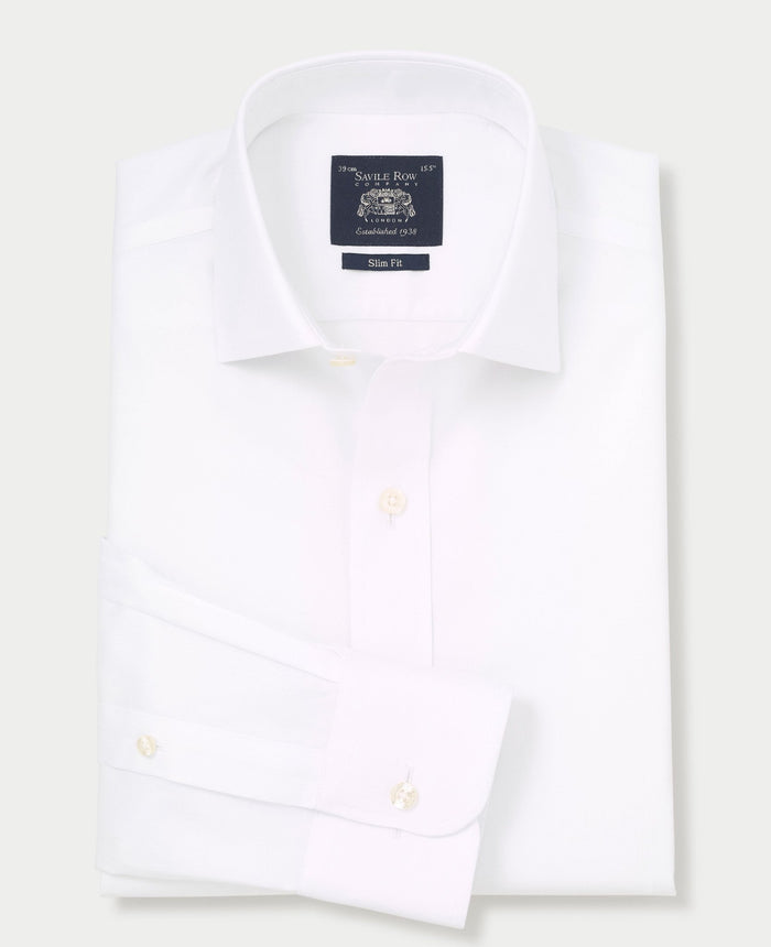white cotton twill slim fit non iron shirt single cuff 2039wht No Tie grey