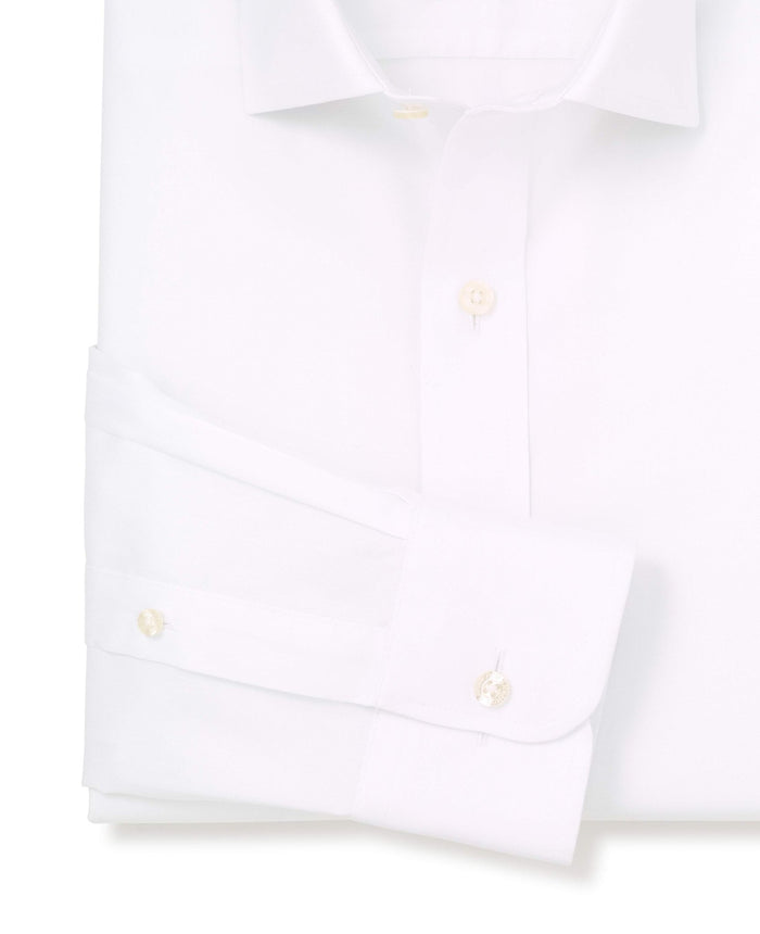 white cotton twill slim fit non iron shirt single cuff 2039wht No Tie detail