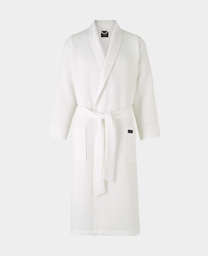 White Cotton Waffle Dressing Gown
