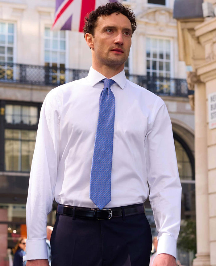 White Fine Twill Slim Fit Formal Shirt - Single or Double Cuff