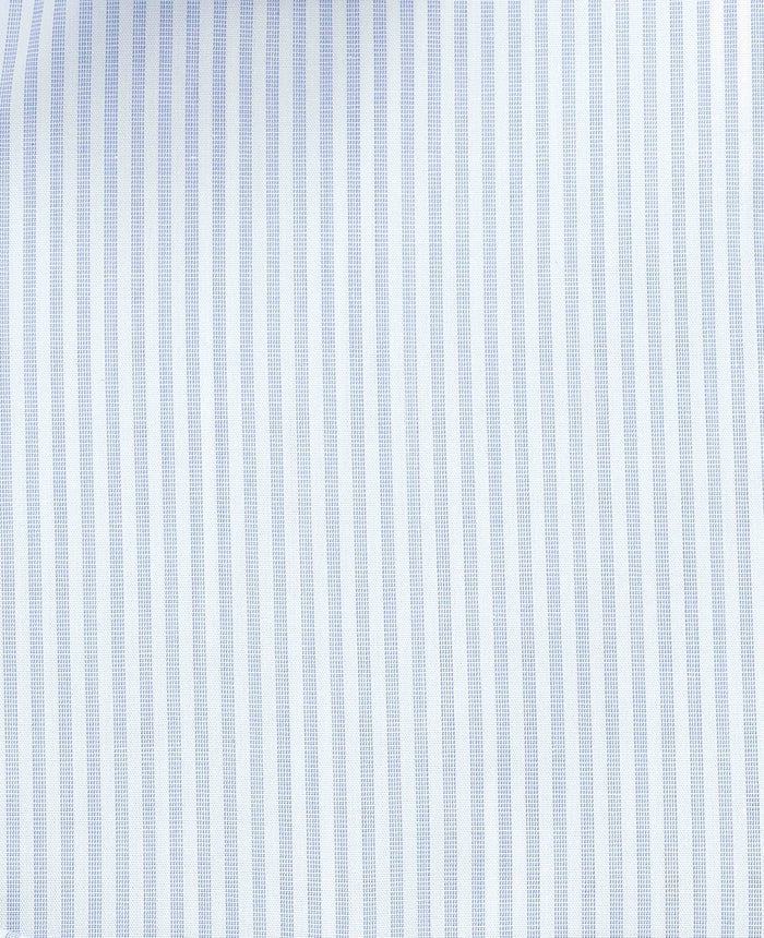 Men's White Light Blue Cotton Poplin Classic Fit Stripe Formal Shirt With Single Cuffs fabric detail