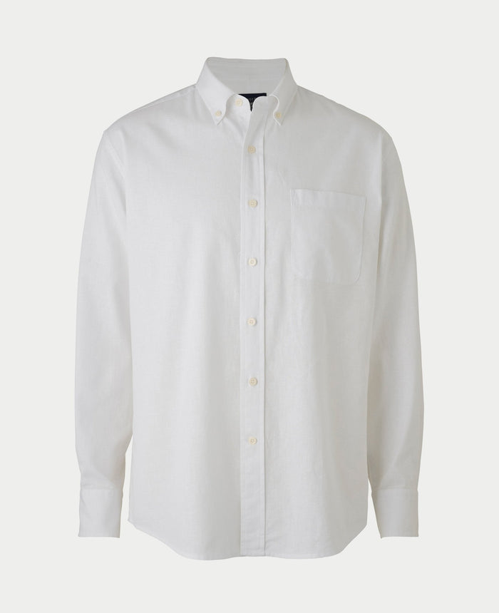 Men's White Linen-Blend Classic Fit Casual Shirt mannequin shot