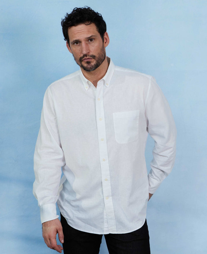 Men's white linen shirt
