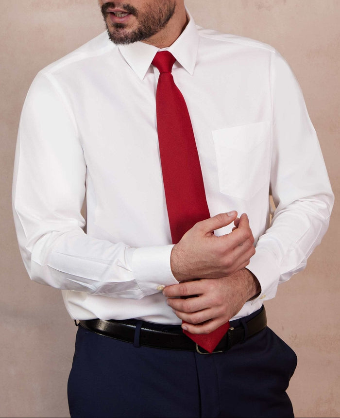 white micro dobby classic fit non iron shirt single cuff 2000wht model image 1