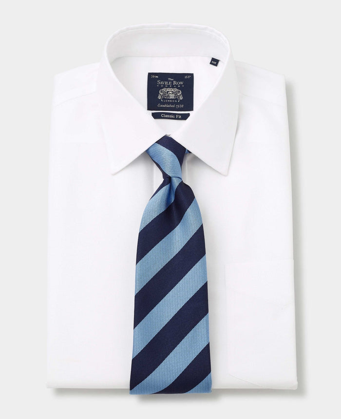 Men's White Micro Dobby Classic Fit Non-Iron Formal Shirt With Single Cuffs